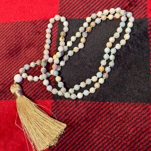 Elegant Beaded 108 bead mala with gold tassel